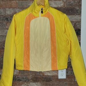 Urban Outfitters Women's Bright Yellow and Orange Ski Jacket